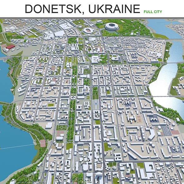 Donetsk city Ukraine 3d model 40Km - 3DOcean Item for Sale