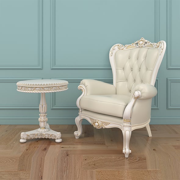 Classic Armchair and Table Set 6 - 3DOcean Item for Sale
