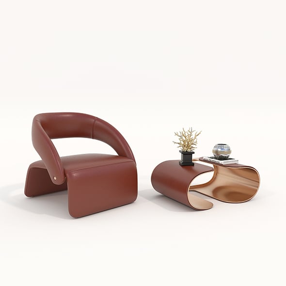 Contemporary Chair and Coffee Table 8 - 3DOcean Item for Sale