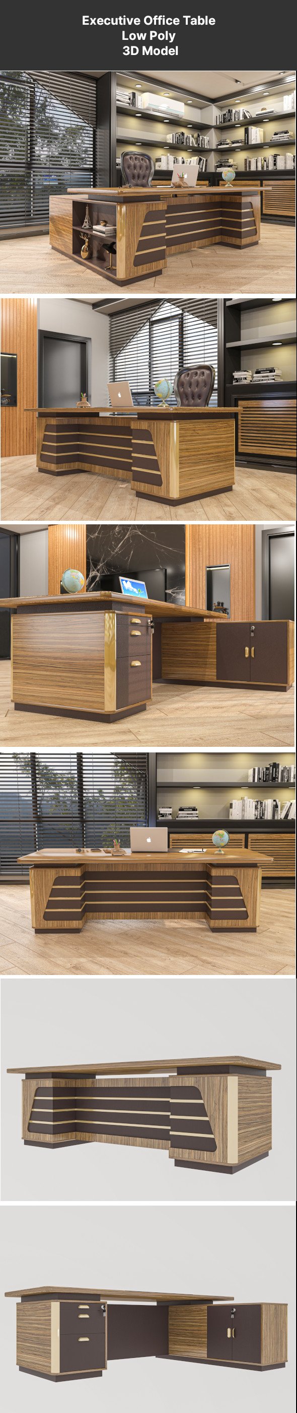 Executive Office Table 3D model - Low Poly Design - 3DOcean Item for Sale