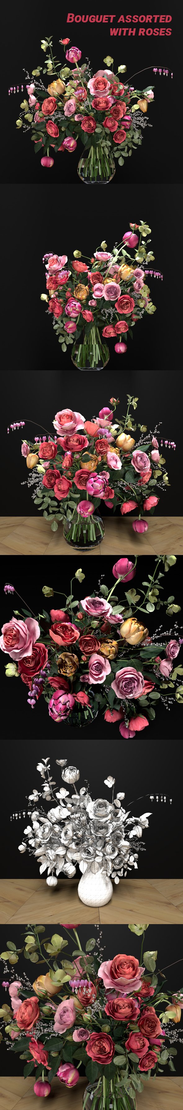 Bouguet assorted with roses - 3DOcean Item for Sale
