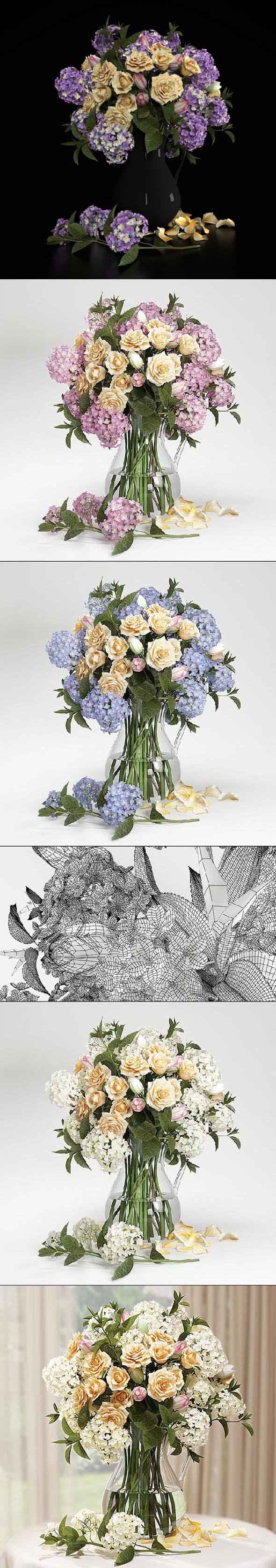 Hydrangea flowers - 3DOcean Item for Sale