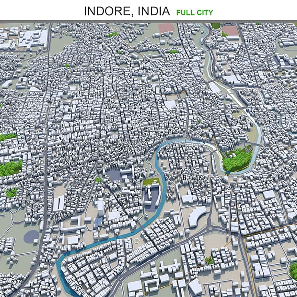 Indore city India 3d model 30km - 3DOcean Item for Sale