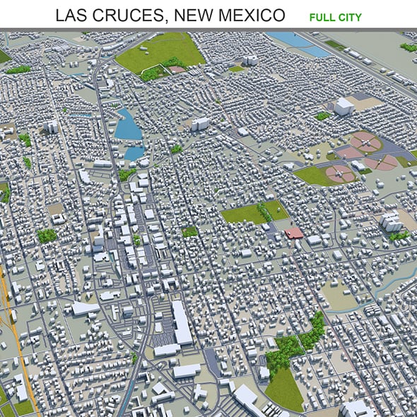 Las Cruces city New Mexico 3d model 50km - 3DOcean Item for Sale