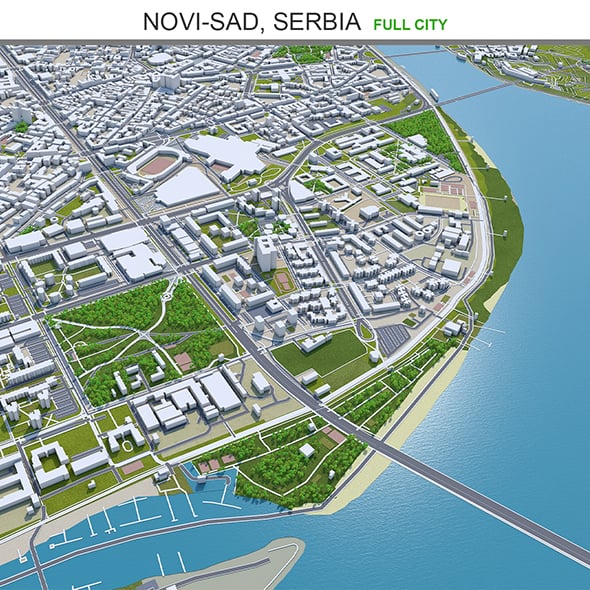 Novi Sad city Serbia 3d model 40km - 3DOcean Item for Sale