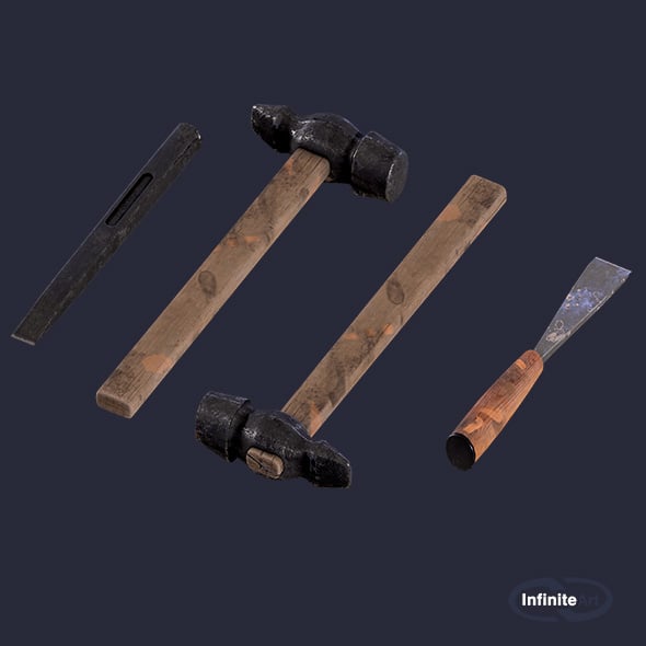 Hand Tools Hammer Chisel Spatula - 3DOcean Item for Sale