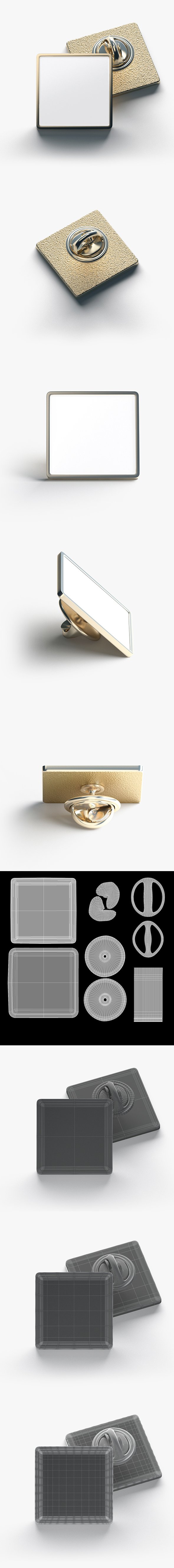 Square Enamel Pin - 3DOcean Item for Sale