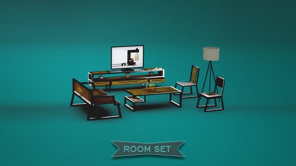 Interior chatroom set industrial design Low-poly 3D model - 3DOcean Item for Sale