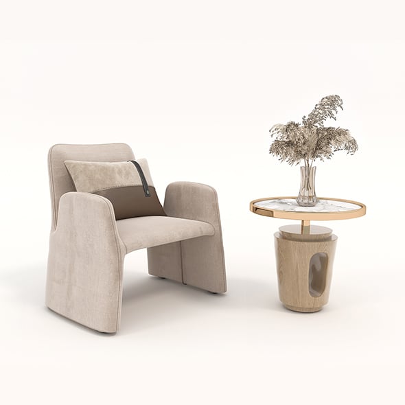Contemporary Coffee Table and Armchair 12 - 3DOcean Item for Sale