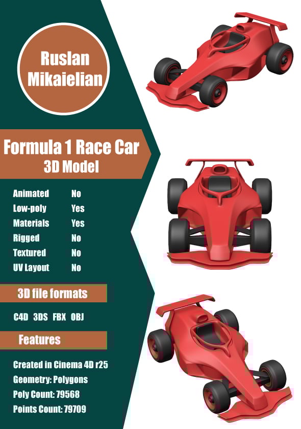 Formula One Race Car - 3DOcean Item for Sale