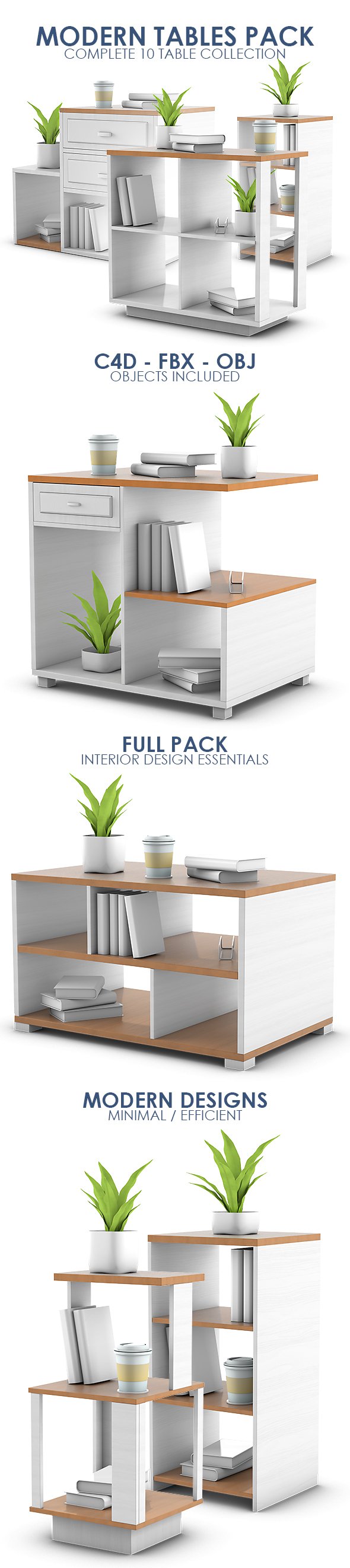 10 Modern Tables 3D Model Pack - 3DOcean Item for Sale