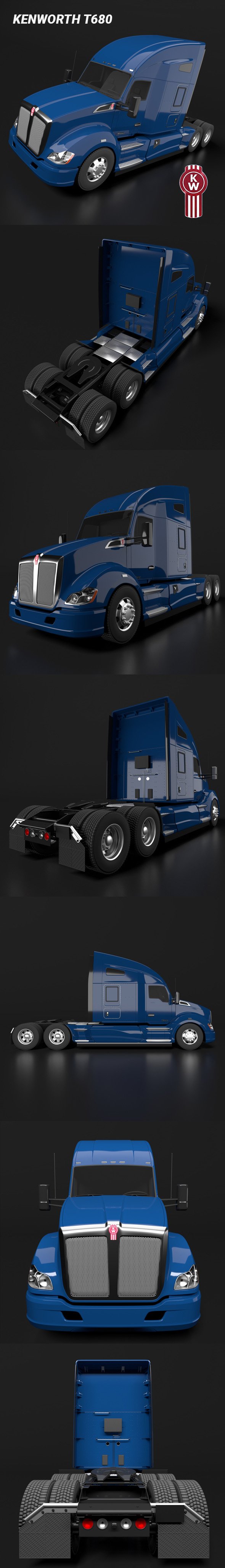 Kenworth T680 Semi Truck - 3DOcean Item for Sale