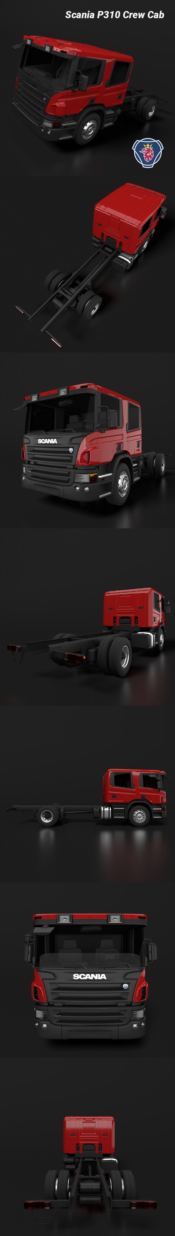 Scania P310 Crew Cab Chassis Truck - 3DOcean Item for Sale