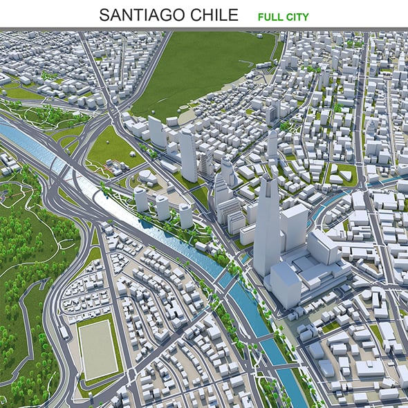Santiago city Chile 3d model 60km - 3DOcean Item for Sale