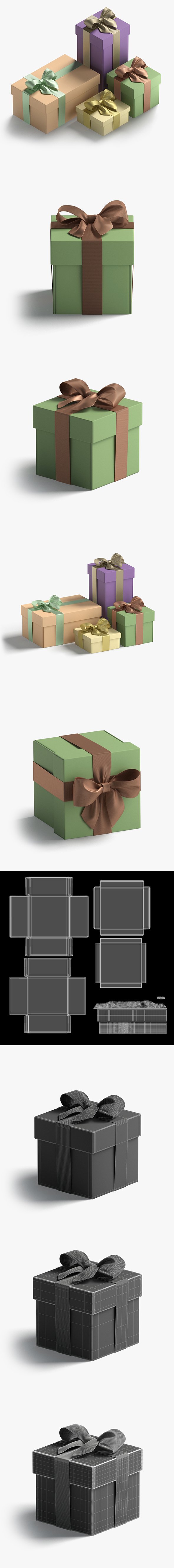 Gift boxes set - 4 box shapes - 3DOcean Item for Sale