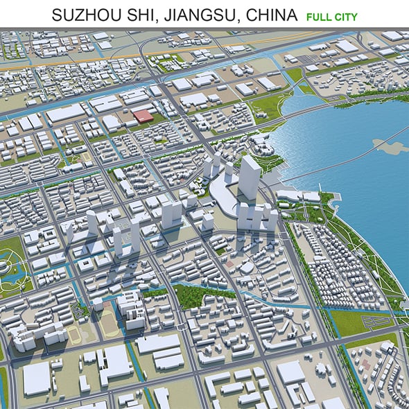 Suzhou Shi city Jiangsu China 3d model 200km - 3DOcean Item for Sale