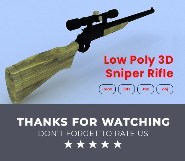 Low Poly 3D Sniper Rifle Gun - 3DOcean Item for Sale