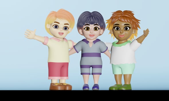 Happy Three Boys - 3DOcean Item for Sale