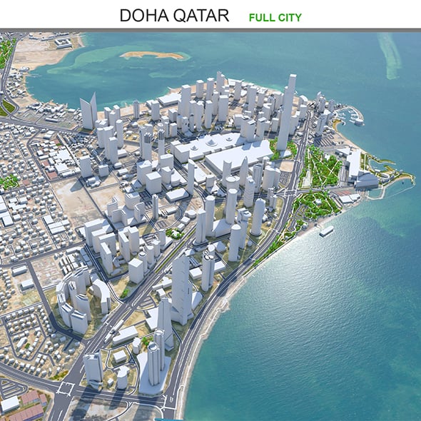 Doha city 3d model Qatar 50km - 3DOcean Item for Sale