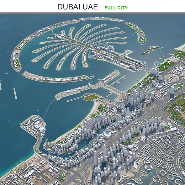 Dubai city United Arab Emirates 3d model 80km - 3DOcean Item for Sale