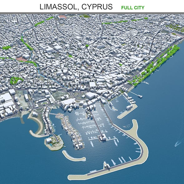 Limassol city Cyprus 3d model 40km - 3DOcean Item for Sale