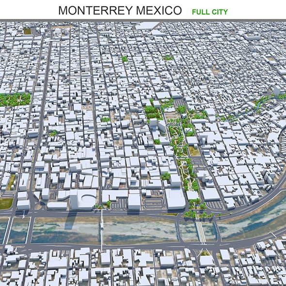 Monterrey city Mexico 3d model 60km - 3DOcean Item for Sale