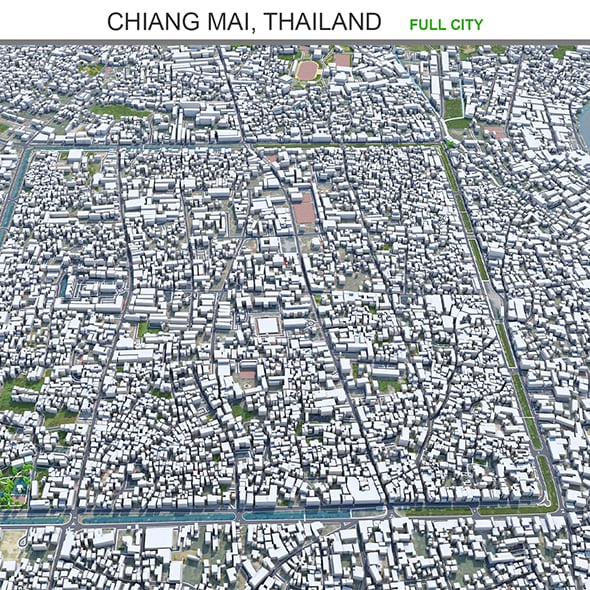 Chiang Mai city Thailand 3d model 40Km - 3DOcean Item for Sale
