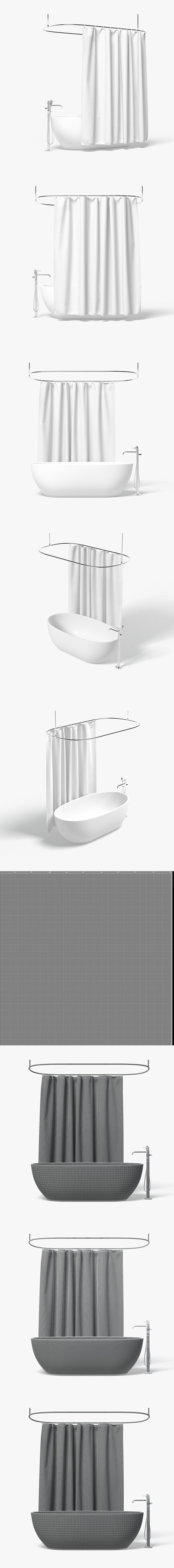 Closed Shower Curtain with Bath Interior Elements - 3DOcean Item for Sale