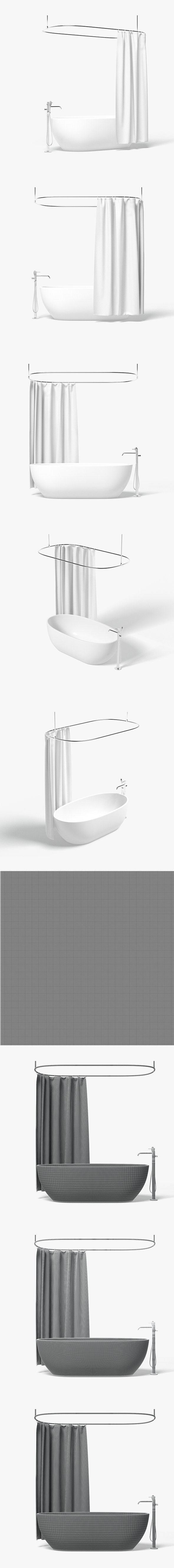 Shower Curtain with Bath Interior Elements - 3DOcean Item for Sale