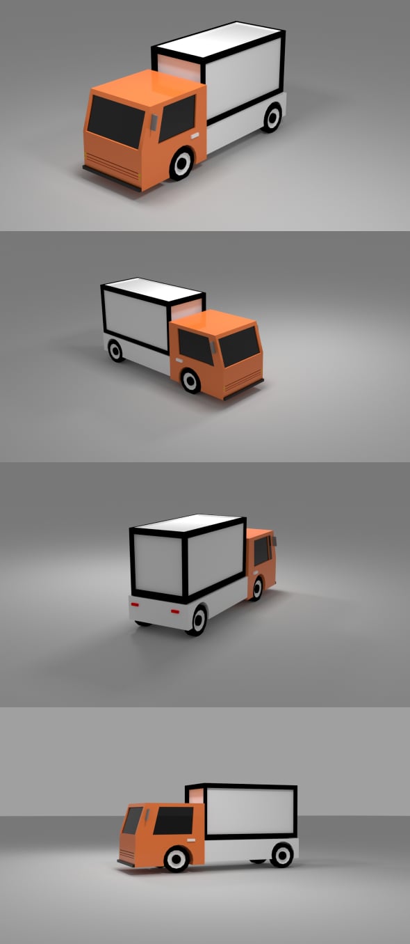 Cartoon Low Poly Truck Low-poly - 3DOcean Item for Sale
