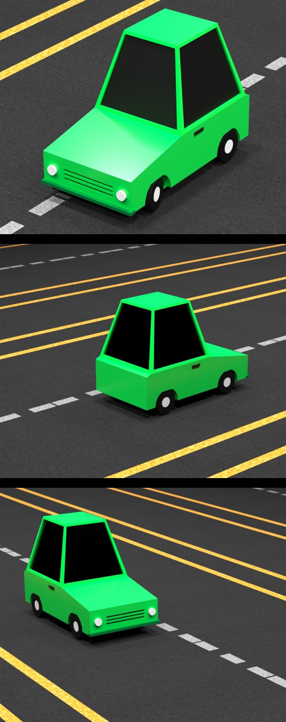 Cartoon Low Poly Crossover Neon Car Low-poly 3D model - 3DOcean Item for Sale