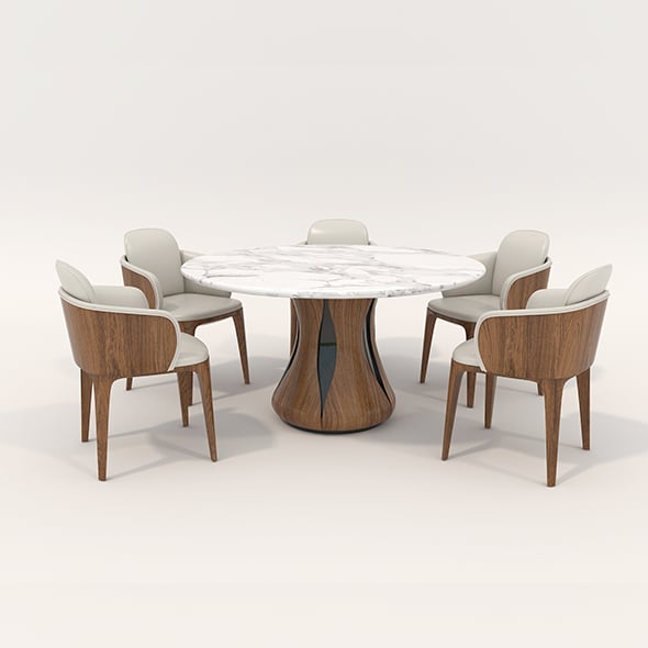 Contemporary Style Dining Table and Chairs 2 - 3DOcean Item for Sale