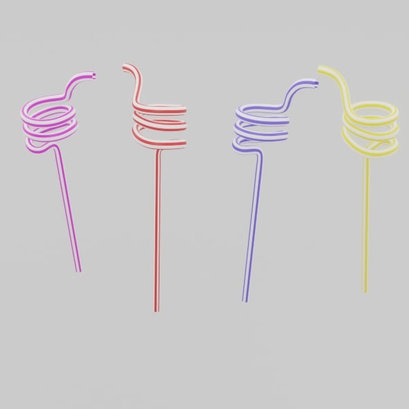 Straw - Four colors - 3DOcean Item for Sale