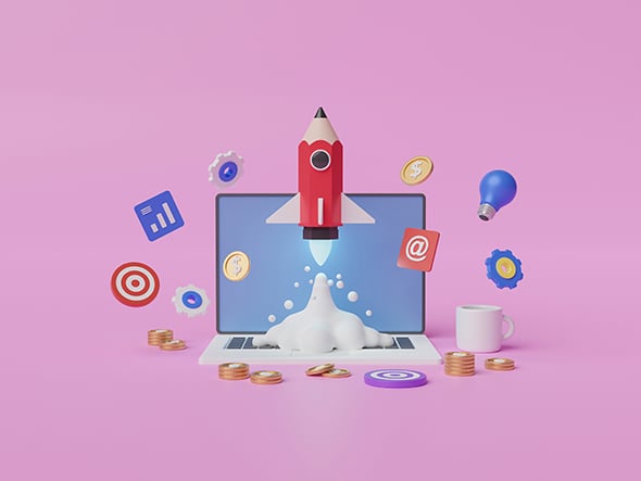 Pencil rocket startup - 3DOcean Item for Sale