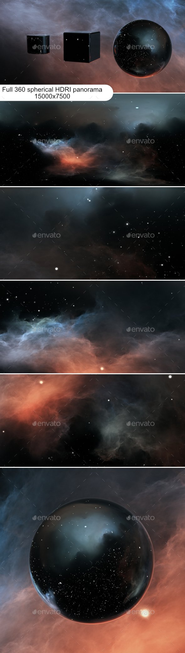 360 degree full sphere panoramic space background with starfield