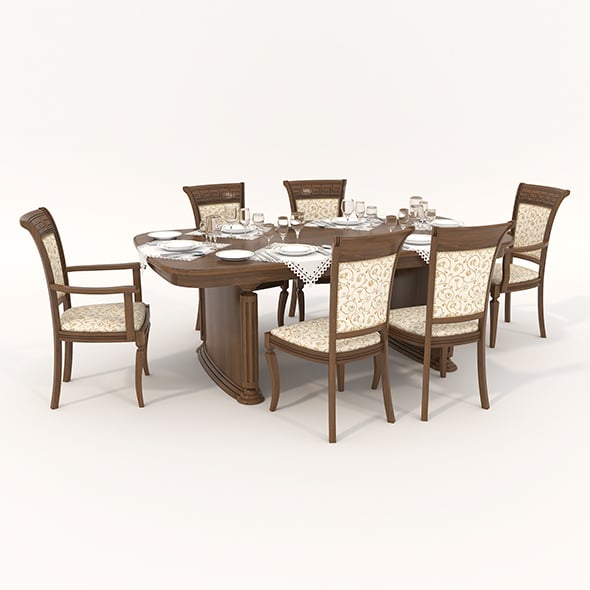 Restaurant Dining Table and Chairs - 3DOcean Item for Sale