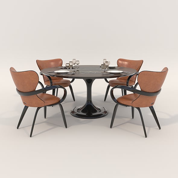 Contemporary Style Table and Chairs 13 - 3DOcean Item for Sale
