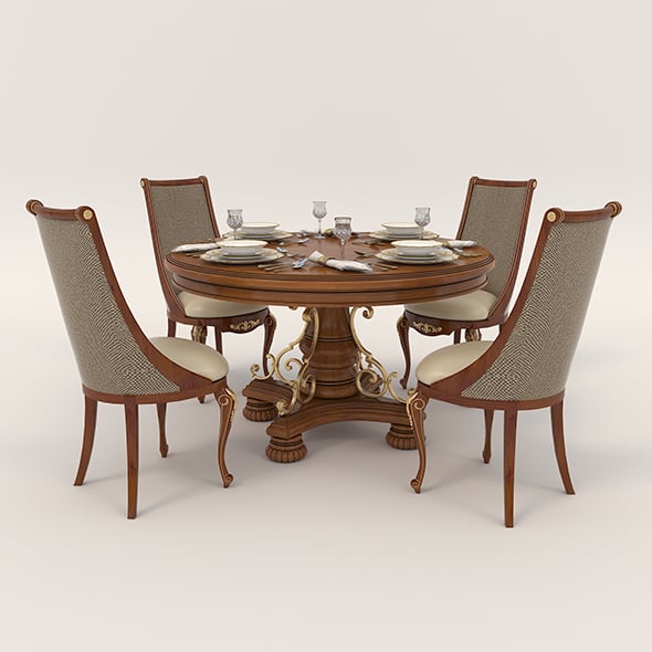 Restaurant Dining Table and Chairs 2 - 3DOcean Item for Sale