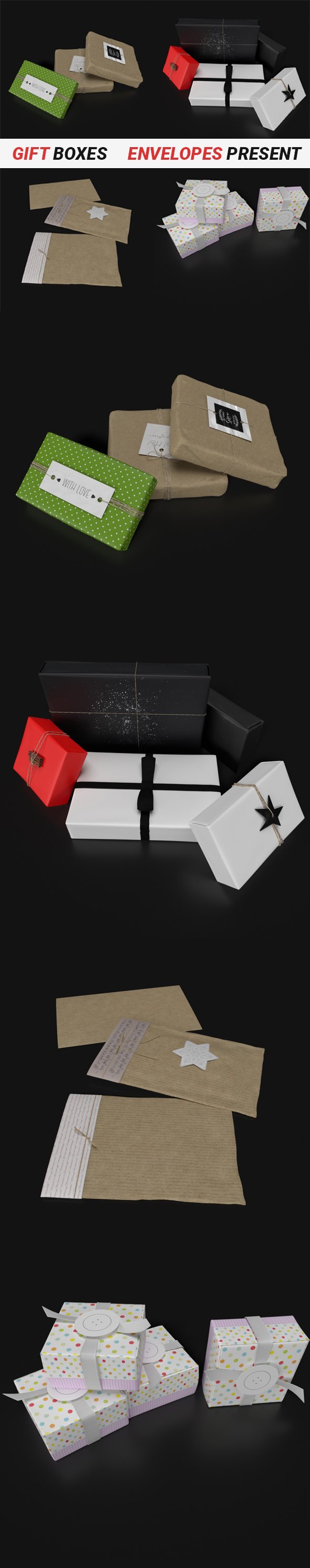 Gift Boxes Envelopes present PACK - 3DOcean Item for Sale