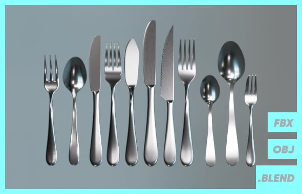 Cutlery set - 3DOcean Item for Sale