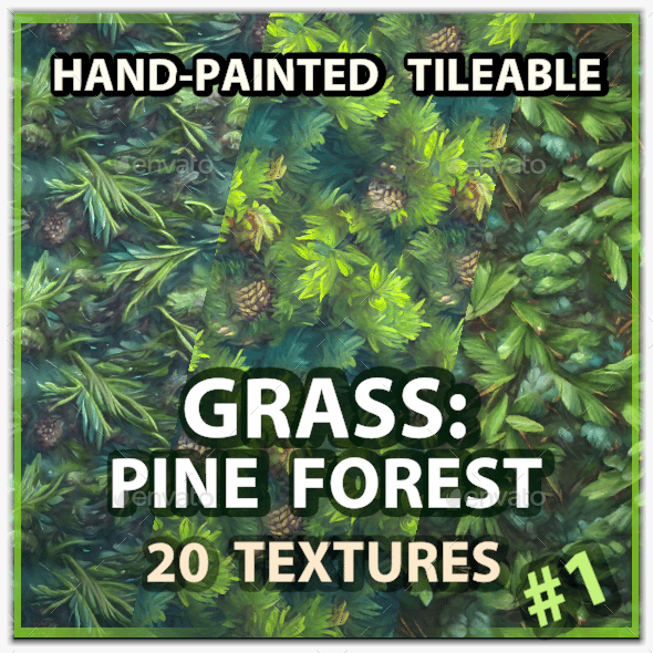 Grass: Pine Forest - 20 TEXTURES (Handpainted, Tileable) #1 - 3DOcean Item for Sale