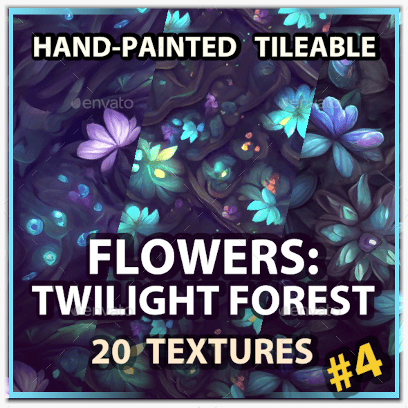 Flowers - Dark Forest - 20 TEXTURES - Handpainted Tileable - PACK 4 - 3DOcean Item for Sale