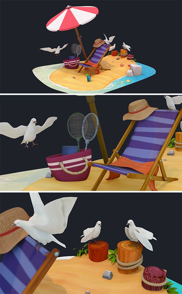 3D Summer beach - 3DOcean Item for Sale