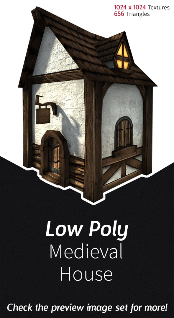 Low Poly Medieval House - 3DOcean Item for Sale