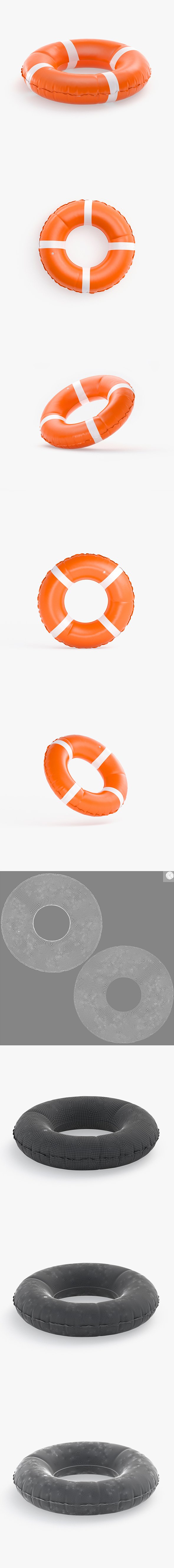 Inflatable Swim Ring - orange round lifebuoy - 3DOcean Item for Sale