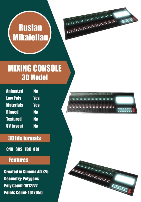 Mixing Console - 3DOcean Item for Sale