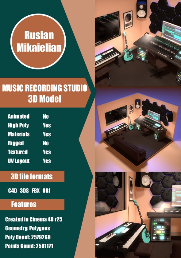Music Recording Studio - 3DOcean Item for Sale