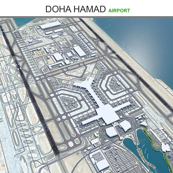 Doha Hamad Airport 3d model - 3DOcean Item for Sale