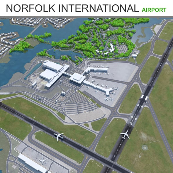 Norfolk International Airport 3d model - 3DOcean Item for Sale