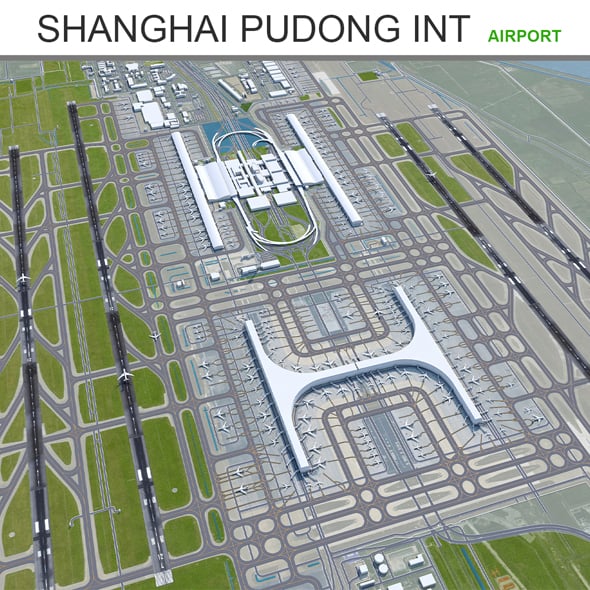 Shanghai Pudong International Airport 3d model - 3DOcean Item for Sale